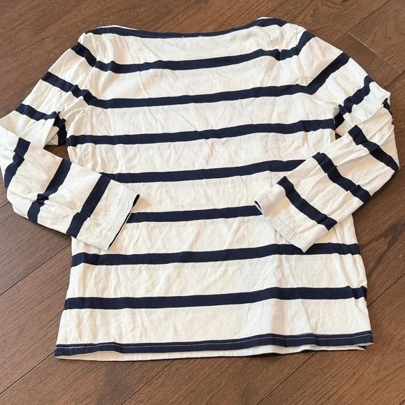 J. Crew Navy and White Striped Top Long Sleeve Medium C1-009 - Picture 5 of 5